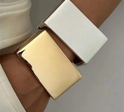 oye-store-jewelry-bracelet-02 Chunky Geometric Cuff Bracelet – Gold & White Statement Design